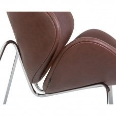 Кресло дизайнерское  EMILY, коричневый винил YP5, хромированная сталь