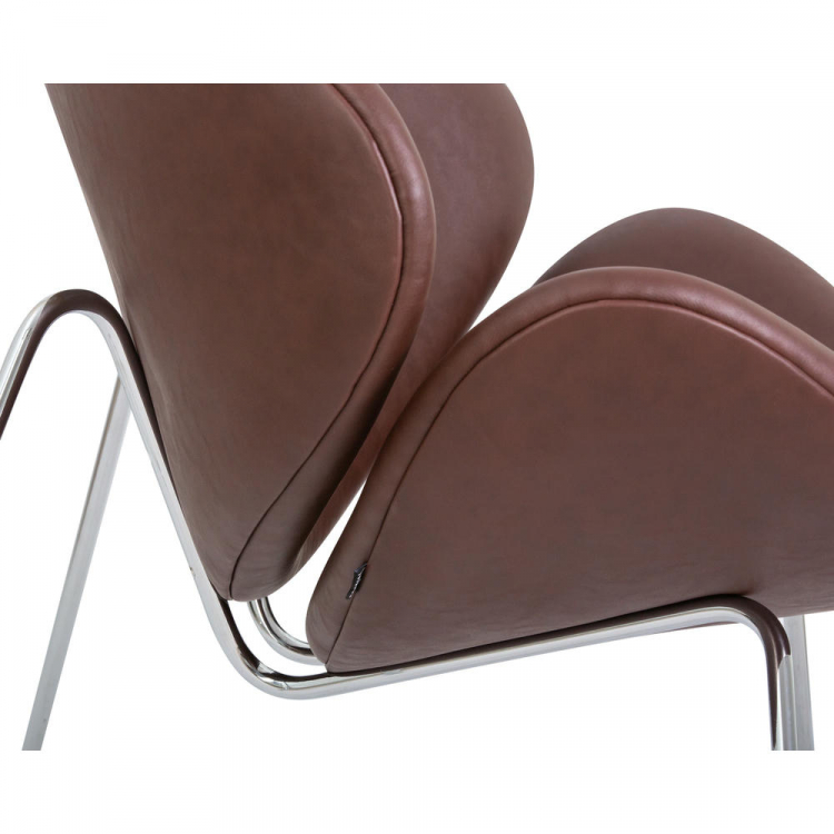Кресло дизайнерское  EMILY, коричневый винил YP5, хромированная сталь