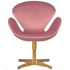Кресло дизайнерское  SWAN, розовый велюр BLUVEL52, золотое основание
