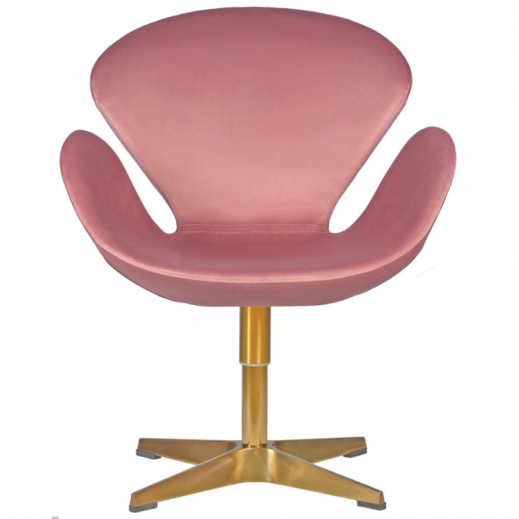 Кресло дизайнерское  SWAN, розовый велюр BLUVEL52, золотое основание