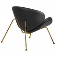 Кресло дизайнерское  EMILY, черный винил YP16, золотое основания