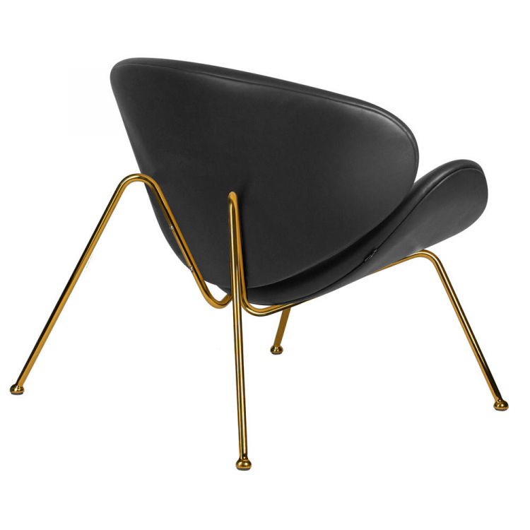 Кресло дизайнерское  EMILY, черный винил YP16, золотое основания
