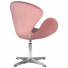 Кресло дизайнерское  SWAN, розовый велюр BLUVEL52, алюминиевое основание