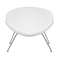 Кресло дизайнерское  EMILY, белый (букле) ткань , хромированная сталь