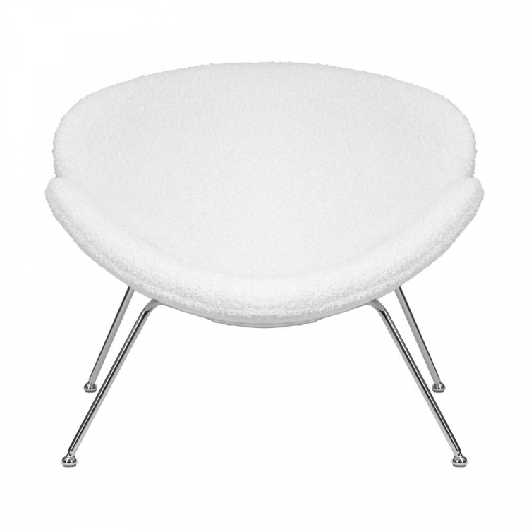 Кресло дизайнерское  EMILY, белый (букле) ткань , хромированная сталь