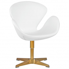 Кресло дизайнерское  SWAN, белый кожзам P23, золотое основание