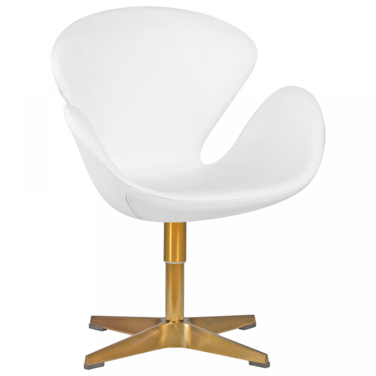 Кресло дизайнерское  SWAN, белый кожзам P23, золотое основание