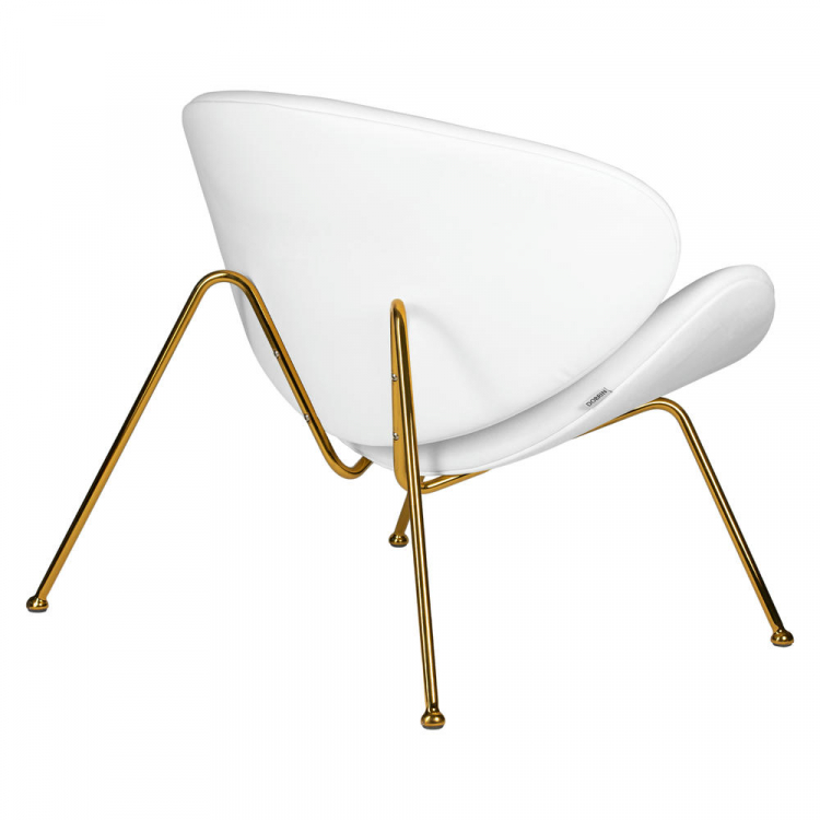 Кресло дизайнерское  EMILY, белый винил YP17, золотое основание