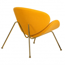 Кресло дизайнерское  EMILY, желтая ткань AF13, золотое основание