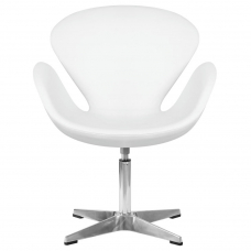 Кресло дизайнерское  SWAN, белый кожзам P23, алюминиевое основание