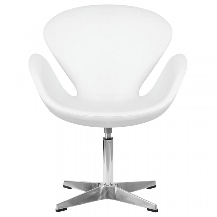 Кресло дизайнерское  SWAN, белый кожзам P23, алюминиевое основание