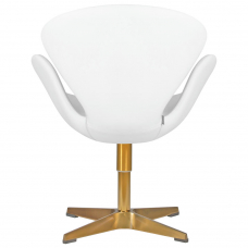 Кресло дизайнерское  SWAN, белый кожзам P23, золотое основание