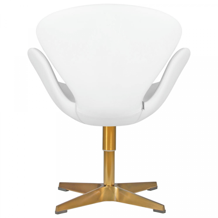 Кресло дизайнерское  SWAN, белый кожзам P23, золотое основание