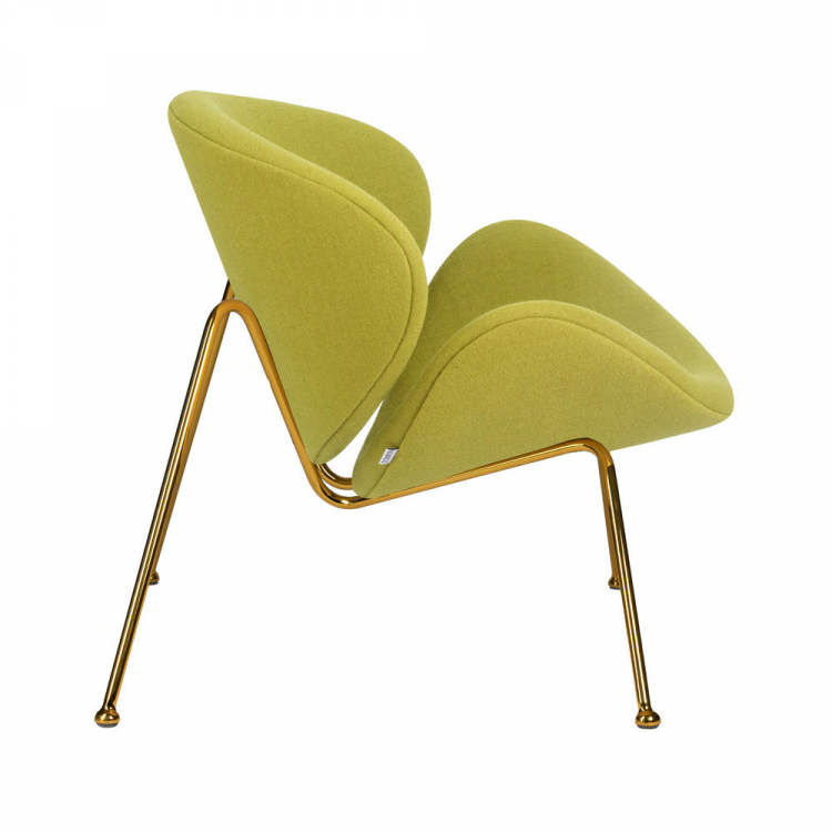 Кресло дизайнерское  EMILY, светло-зеленая ткань AF3, золотое основание