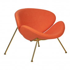 Кресло дизайнерское  EMILY, оранжевая ткань AF, золотое основание