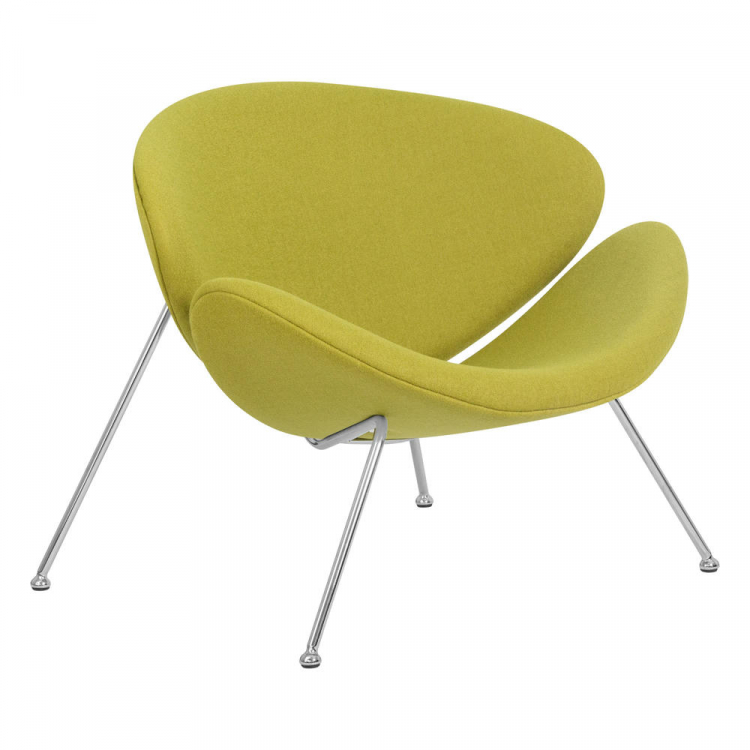 Кресло дизайнерское  EMILY, светло-зеленая ткань AF3, хромированная сталь