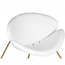 Кресло дизайнерское  EMILY, белый винил YP17, золотое основание