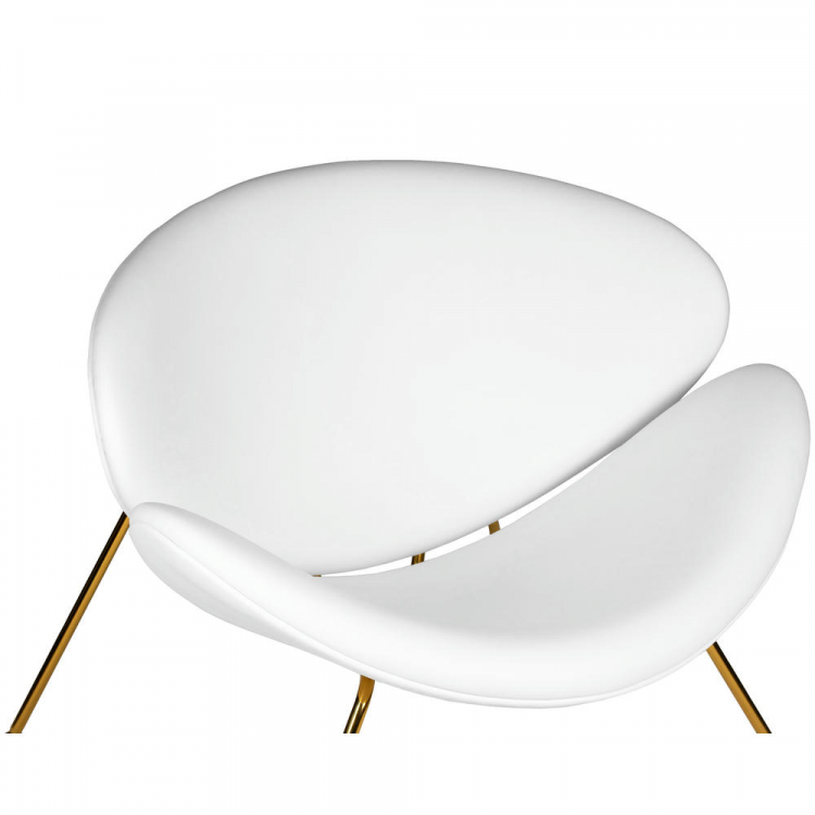 Кресло дизайнерское  EMILY, белый винил YP17, золотое основание