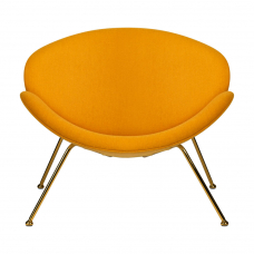 Кресло дизайнерское  EMILY, желтая ткань AF13, золотое основание