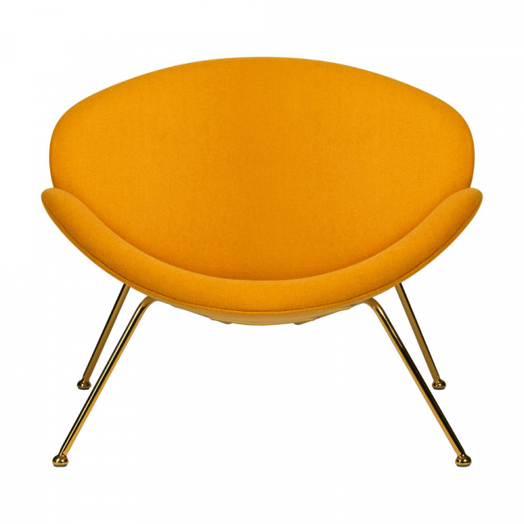 Кресло дизайнерское  EMILY, желтая ткань AF13, золотое основание