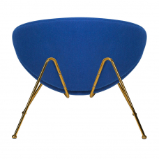 Кресло дизайнерское  EMILY, синяя ткань AF6, золотое основание