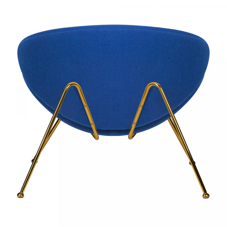 Кресло дизайнерское  EMILY, синяя ткань AF6, золотое основание