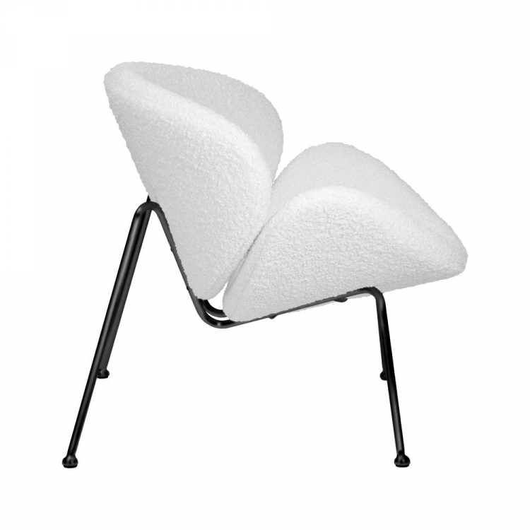 Кресло дизайнерское  EMILY, белый (букле) ткань, черное основание