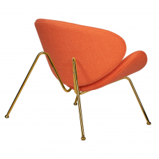Кресло дизайнерское  EMILY, оранжевая ткань AF, золотое основание