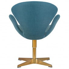Кресло дизайнерское  SWAN, синяя ткань IF6, золотое основание