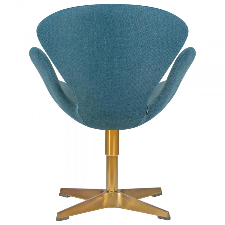 Кресло дизайнерское  SWAN, синяя ткань IF6, золотое основание