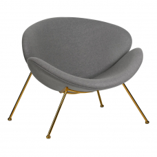 Кресло дизайнерское  EMILY, серая ткань AF7, золотое основание