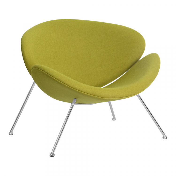Кресло дизайнерское  EMILY, светло-зеленая ткань AF3, хромированная сталь