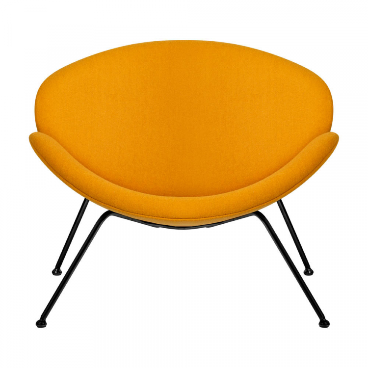 Кресло дизайнерское  EMILY, желтая ткань AF13, черное основание