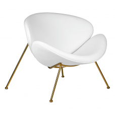 Кресло дизайнерское  EMILY, белый винил YP17, золотое основание