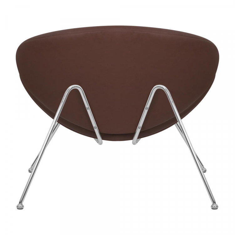 Кресло дизайнерское  EMILY, коричневый винил YP5, хромированная сталь