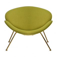 Кресло дизайнерское  EMILY, светло-зеленая ткань AF3, золотое основание