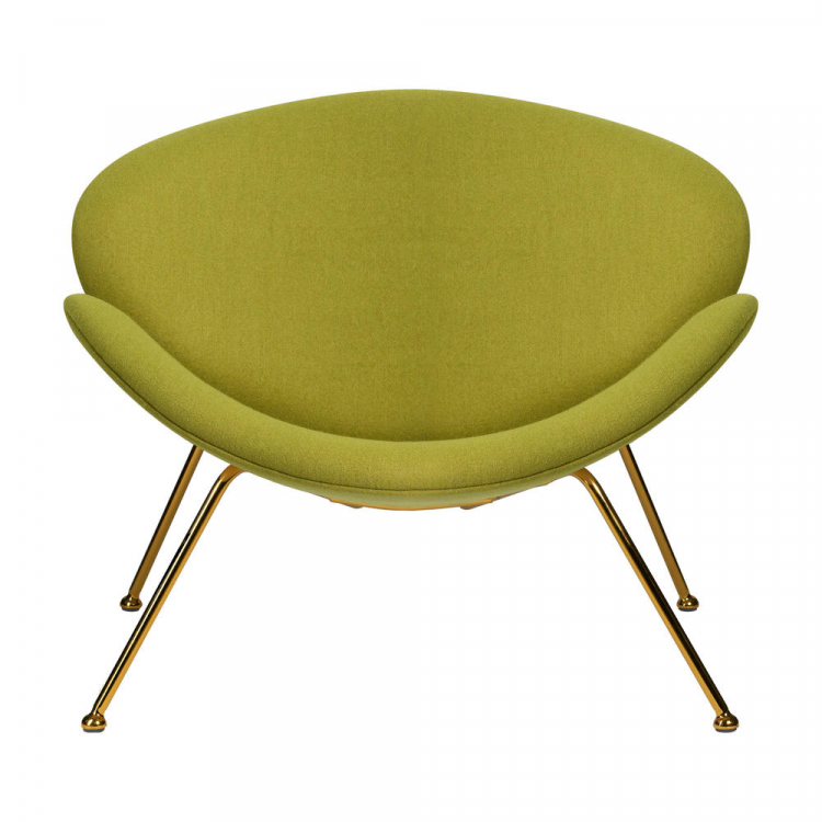 Кресло дизайнерское  EMILY, светло-зеленая ткань AF3, золотое основание