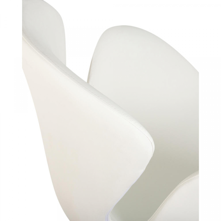 Кресло дизайнерское  SWAN, белый кожзам P23, алюминиевое основание