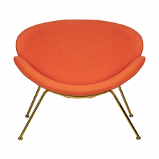 Кресло дизайнерское  EMILY, оранжевая ткань AF, золотое основание