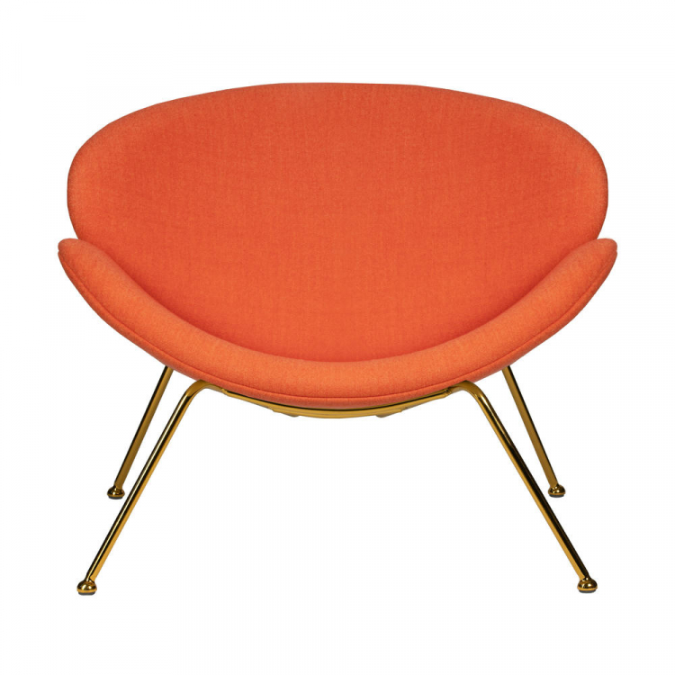 Кресло дизайнерское  EMILY, оранжевая ткань AF, золотое основание