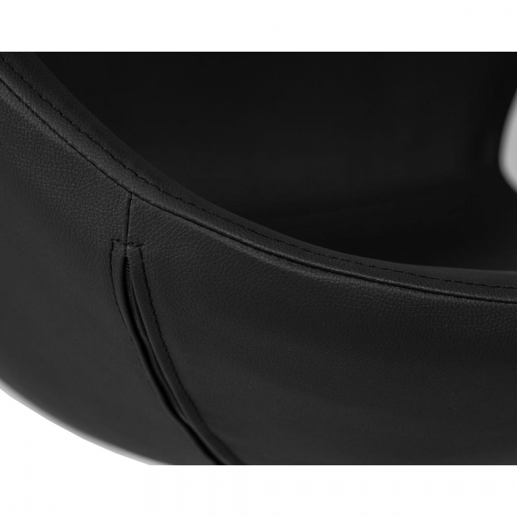 Кресло дизайнерское  SWAN, черный кожзам P13, алюминиевое основание