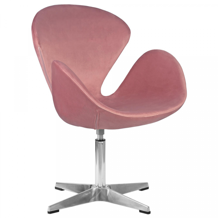 Кресло дизайнерское  SWAN, розовый велюр BLUVEL52, алюминиевое основание