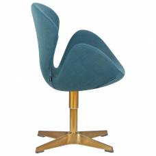 Кресло дизайнерское  SWAN, синяя ткань IF6, золотое основание