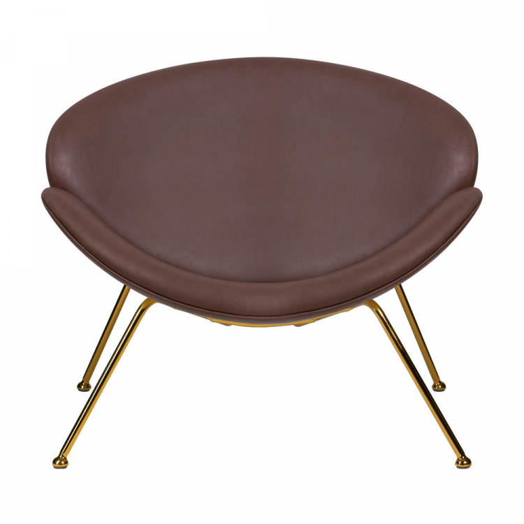 Кресло дизайнерское  EMILY, коричневый винил YP5, золотое основание