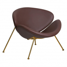Кресло дизайнерское  EMILY, коричневый винил YP5, золотое основание