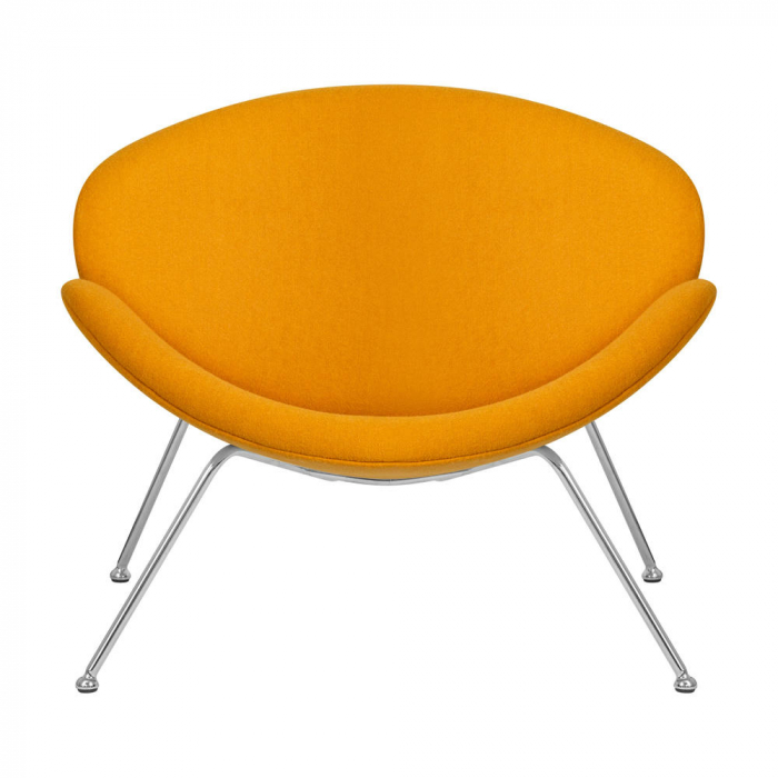 Кресло дизайнерское  EMILY, желтая ткань AF13, хромированная сталь