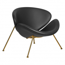 Кресло дизайнерское  EMILY, черный винил YP16, золотое основания