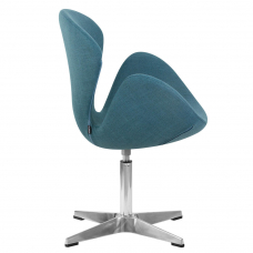 Кресло дизайнерское  SWAN, синяя ткань IF6, алюминиевое основание