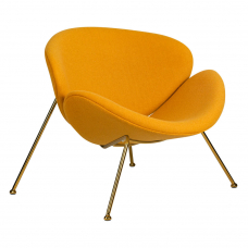 Кресло дизайнерское  EMILY, желтая ткань AF13, золотое основание