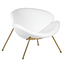 Кресло дизайнерское  EMILY, белый винил YP17, золотое основание